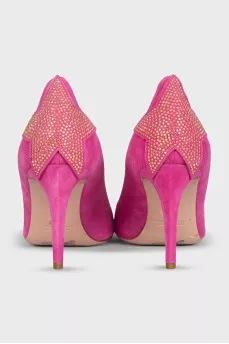 Hot pink heels with rhinestones