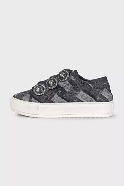Textile sneakers decorated with crystals