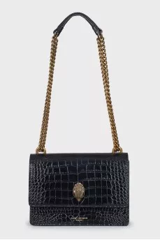 Black embossed shoulder bag