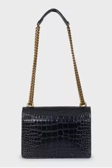 Black embossed shoulder bag