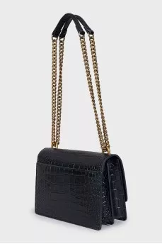 Black embossed shoulder bag