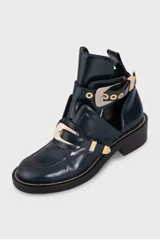 Blue leather boots