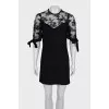 Black A-line dress with lace top