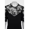 Black A-line dress with lace top