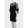 Black A-line dress with lace top