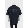 Чоловіча oversize футболка чорного кольору з принтом