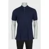 Men's blue polo shirt with elasticated sleeves