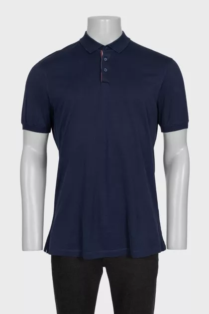 Men's blue polo shirt with elasticated sleeves