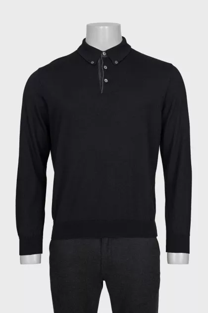 Men's black button-down jumper