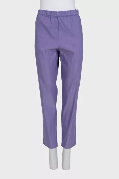 Tapered trousers with elastic waistband and pockets
