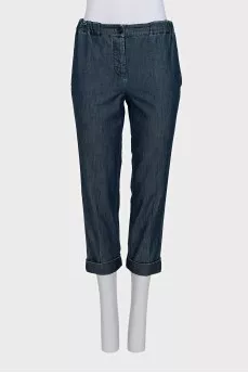 Cropped straight leg jeans with buttons