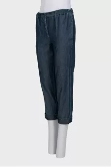 Cropped straight leg jeans with buttons