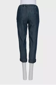 Cropped straight leg jeans with buttons