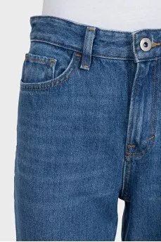 Синие джинсы loose fit на высокой посадке