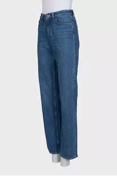 Синие джинсы loose fit на высокой посадке