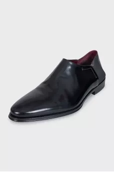 Men's black leather shoes with insert