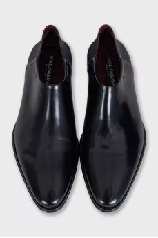 Men's black leather shoes with insert
