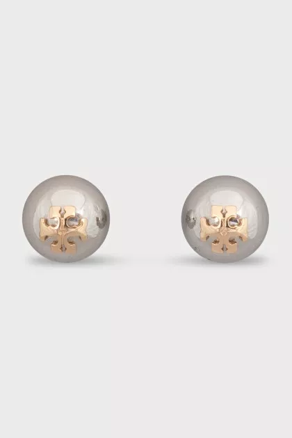 Silver earrings with brand logo
