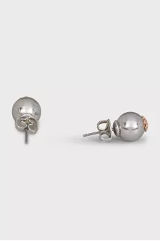 Silver earrings with brand logo