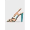 Two-tone leather heeled sandals