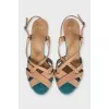Two-tone leather heeled sandals