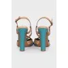 Two-tone leather heeled sandals