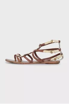 Brown leather sandals with straps