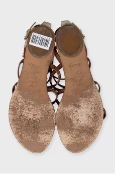 Brown leather sandals with straps