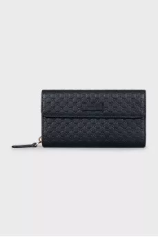 Men's leather wallet with branded embossing