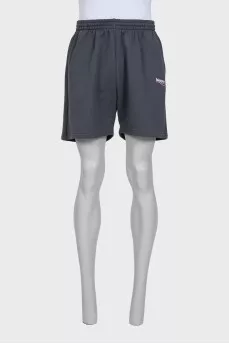 Men's gray straight-leg shorts
