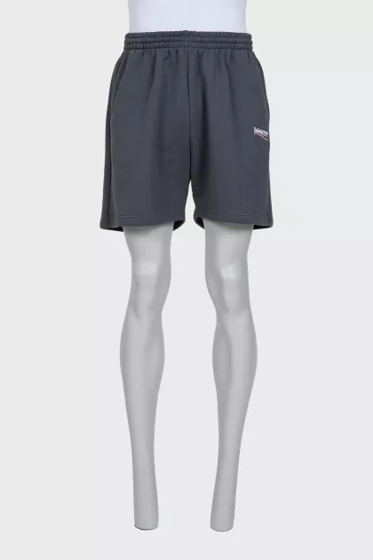 Men's gray straight-leg shorts