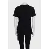 Black T-shirt with branded print and tag