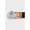 Animal print leather belt with tag