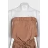Brown jumpsuit with an open top