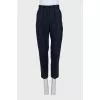 Striped blue wool and cashmere trousers