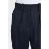 Striped blue wool and cashmere trousers