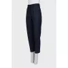 Striped blue wool and cashmere trousers