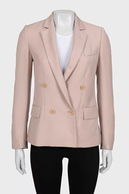 Pink double-breasted jacket with pockets