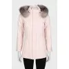Short coat with a fur hood