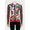 Printed wool cardigan