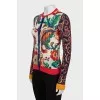 Printed wool cardigan