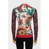 Printed wool cardigan