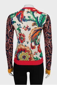 Printed wool cardigan