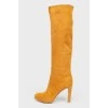 Beige high boots