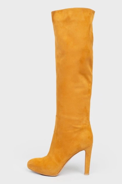 Beige high boots