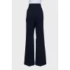 Blue high-waisted straight trousers