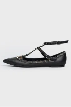 Black Studded Ballerina Shoes