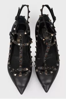 Black Studded Ballerina Shoes