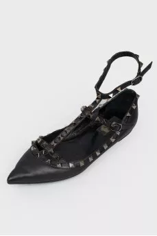 Black Studded Ballerina Shoes