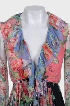 Long sleeve jumpsuit with floral print